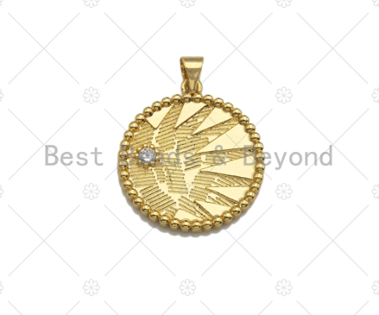 Clear CZ Micro Pave Coin Shape Pendant Charm, Cubic Zirconia Round Coin Charm,23x25mm,sku#Y351