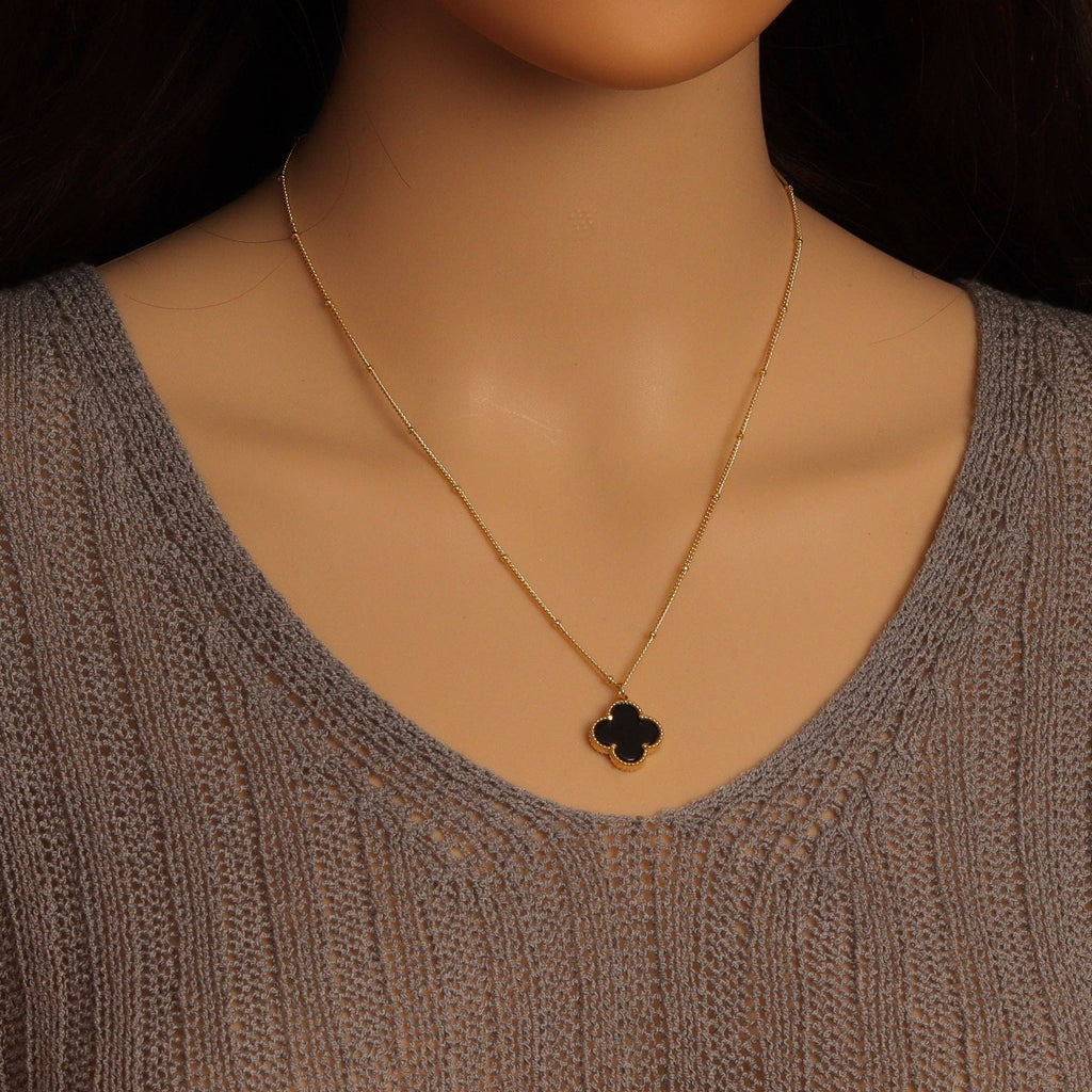 Black White flower Pendant Necklace, sku#EF715
