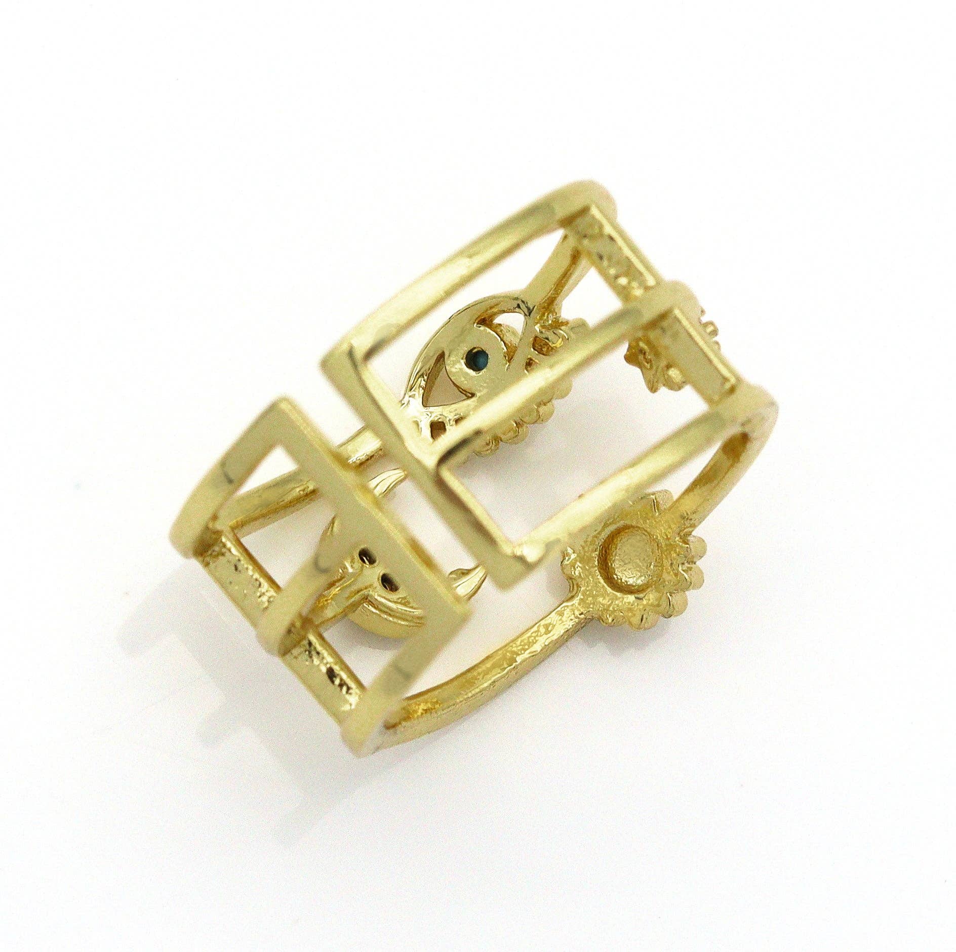 Sun Moon Star Evil Eye Ring, Sku#LD336