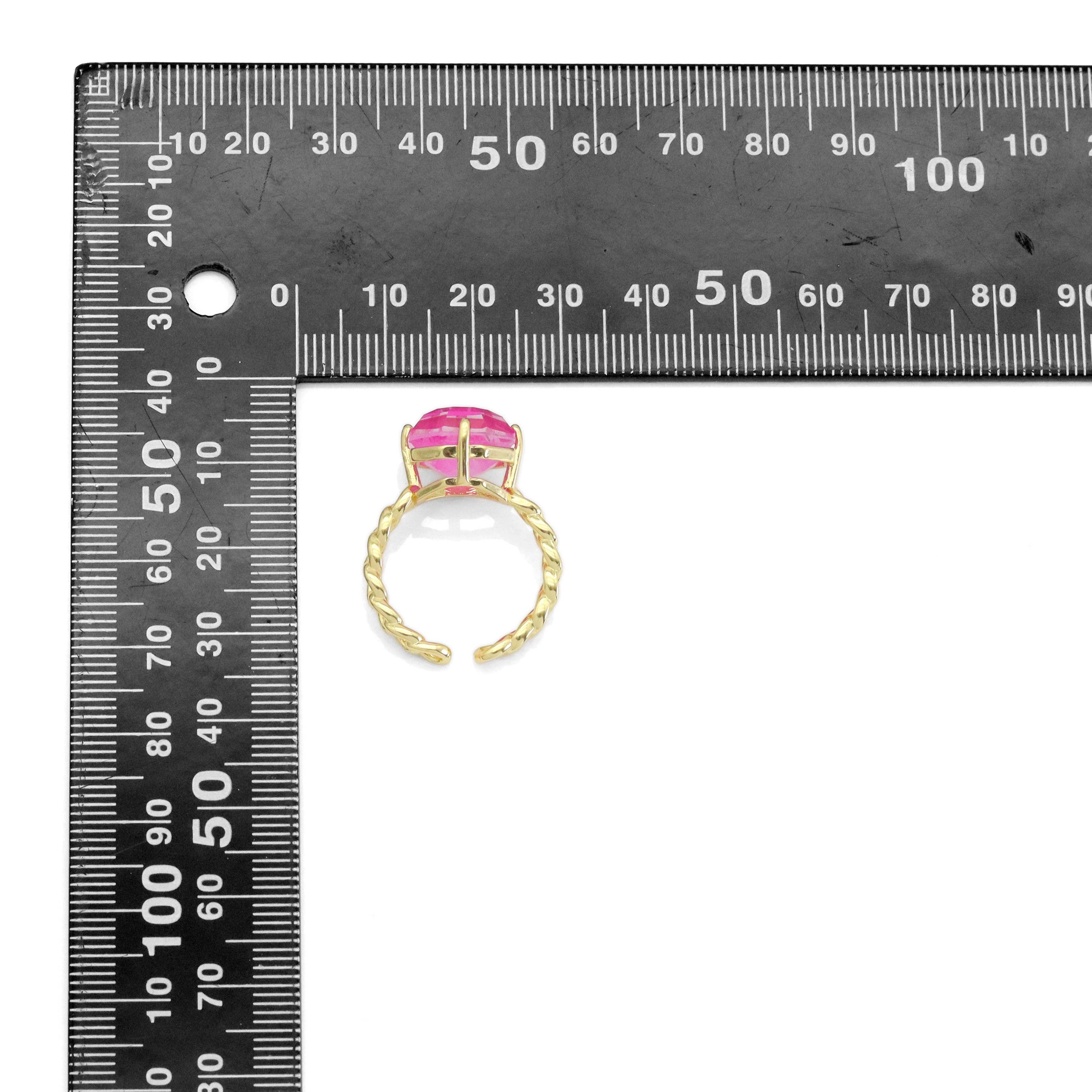 Big Pink Blue Stone Adjustable Ring, Sku#LX485C