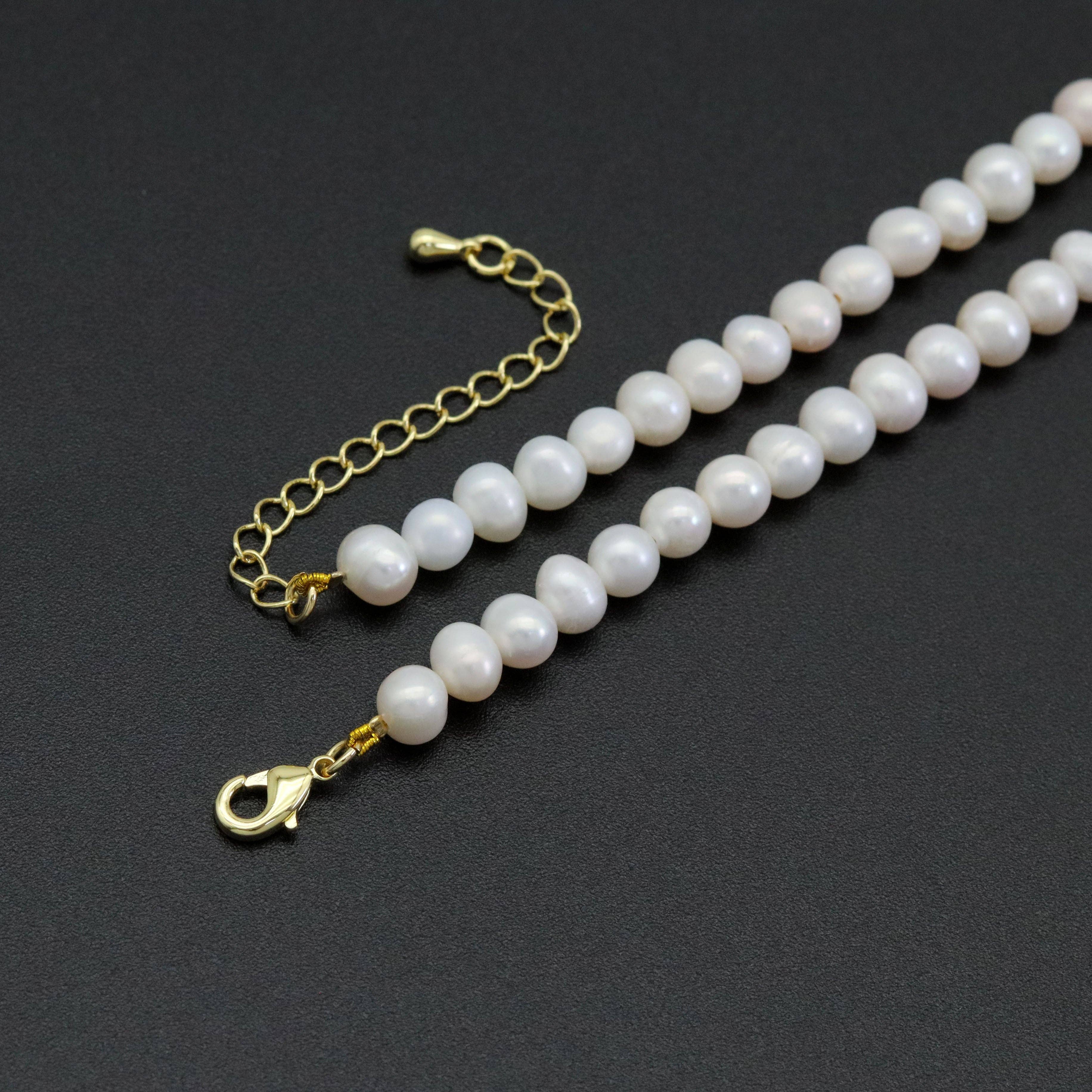 Freshwater Pearl with chevron point Necklace, sku# EF561