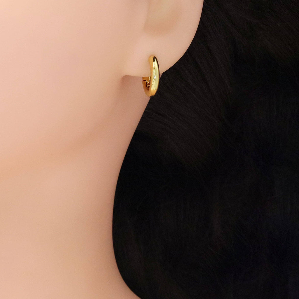 Plain Gold Thick Hoop Earrings, Sku#Y909