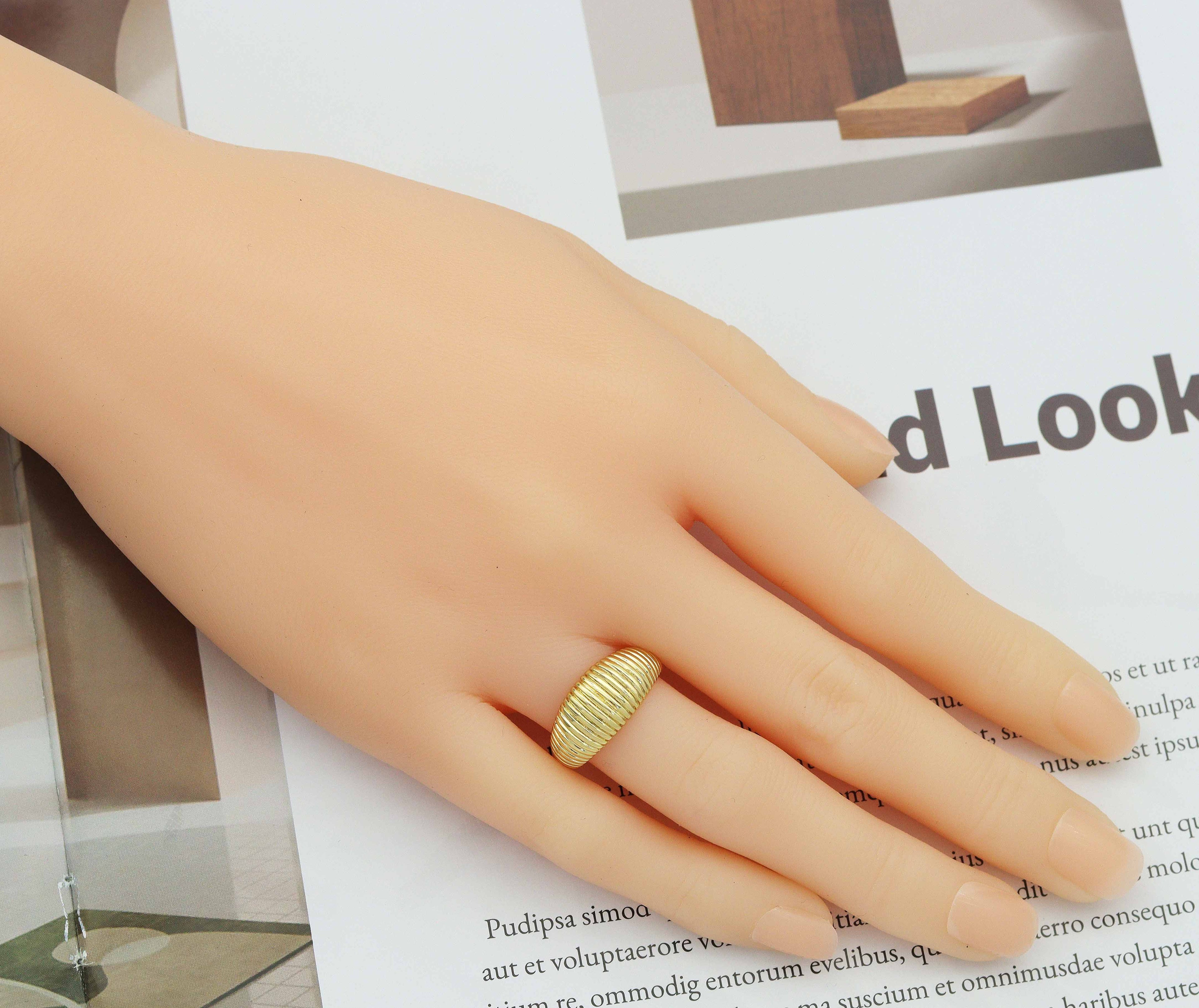 Gold Straight lines Adjustable Ring, Sku#LD269