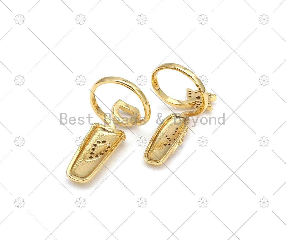 CZ Heart/Flower Adjustable Nail Ring, Sku#X274