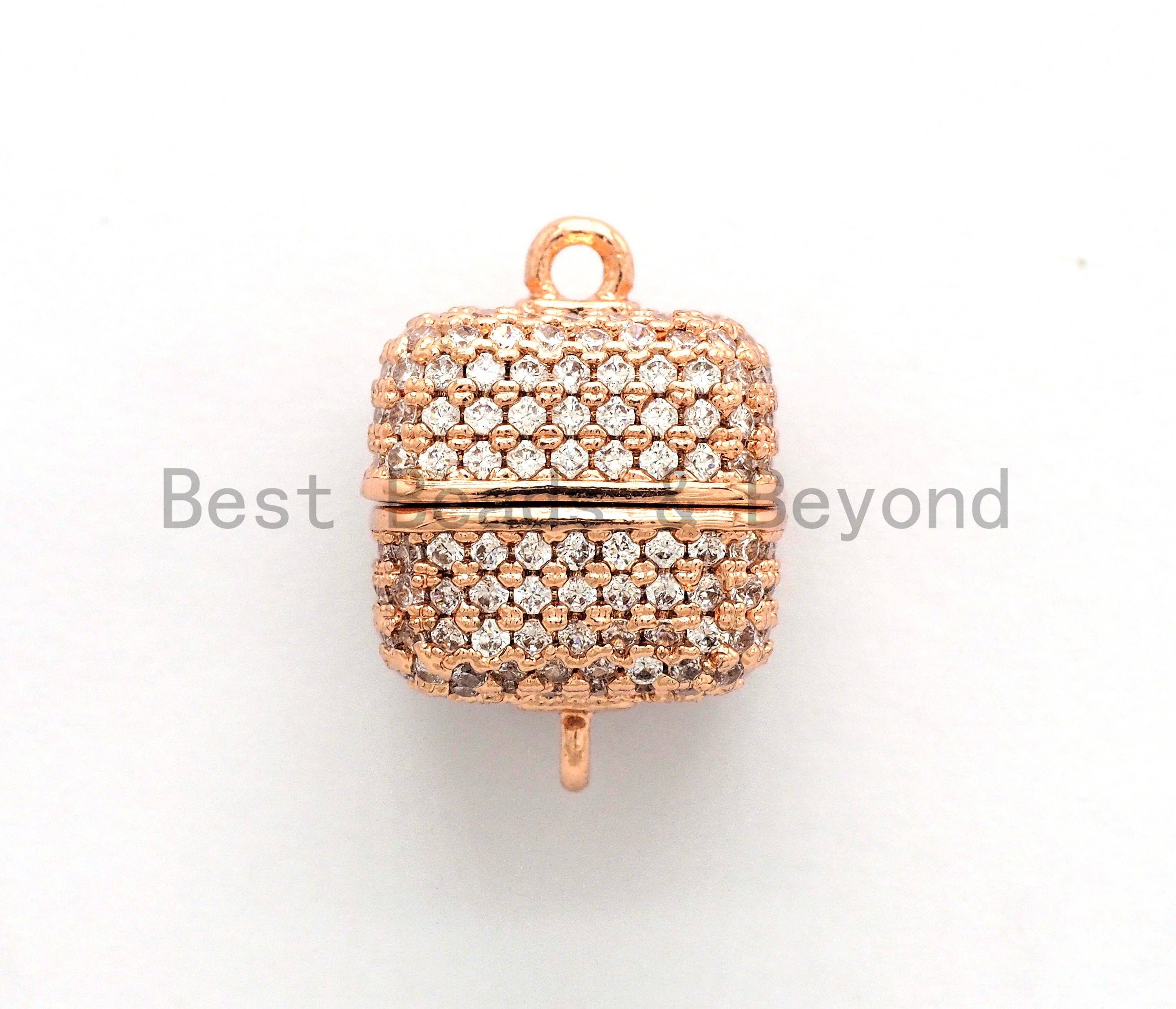 NEW STYLE 8/10/12mm CZ Micro Pave Strong Magnetic Cube Clasp, Cubic Zirconia Magnetic Clasp, Gold Rose Gold Clasp, sku#H134