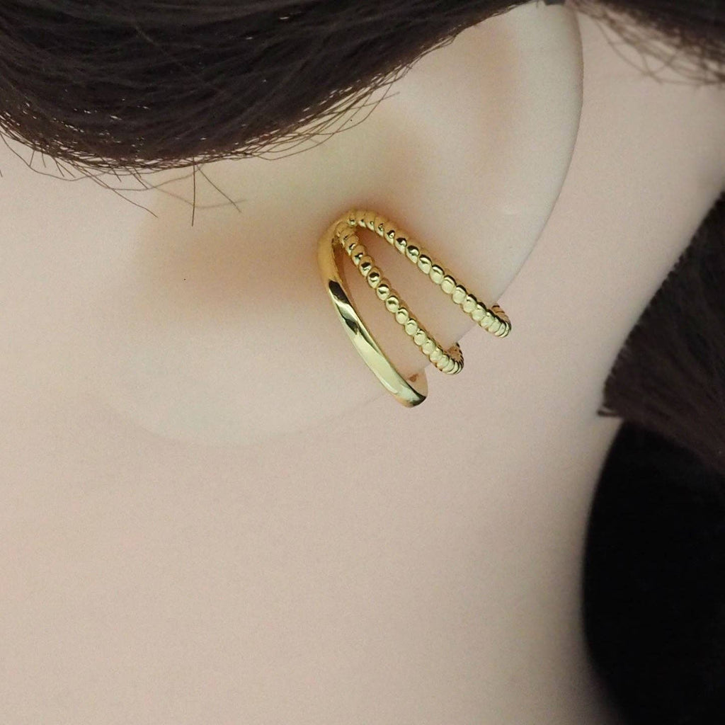 Gold Twisted three lines ear cuff, Sku#Y822