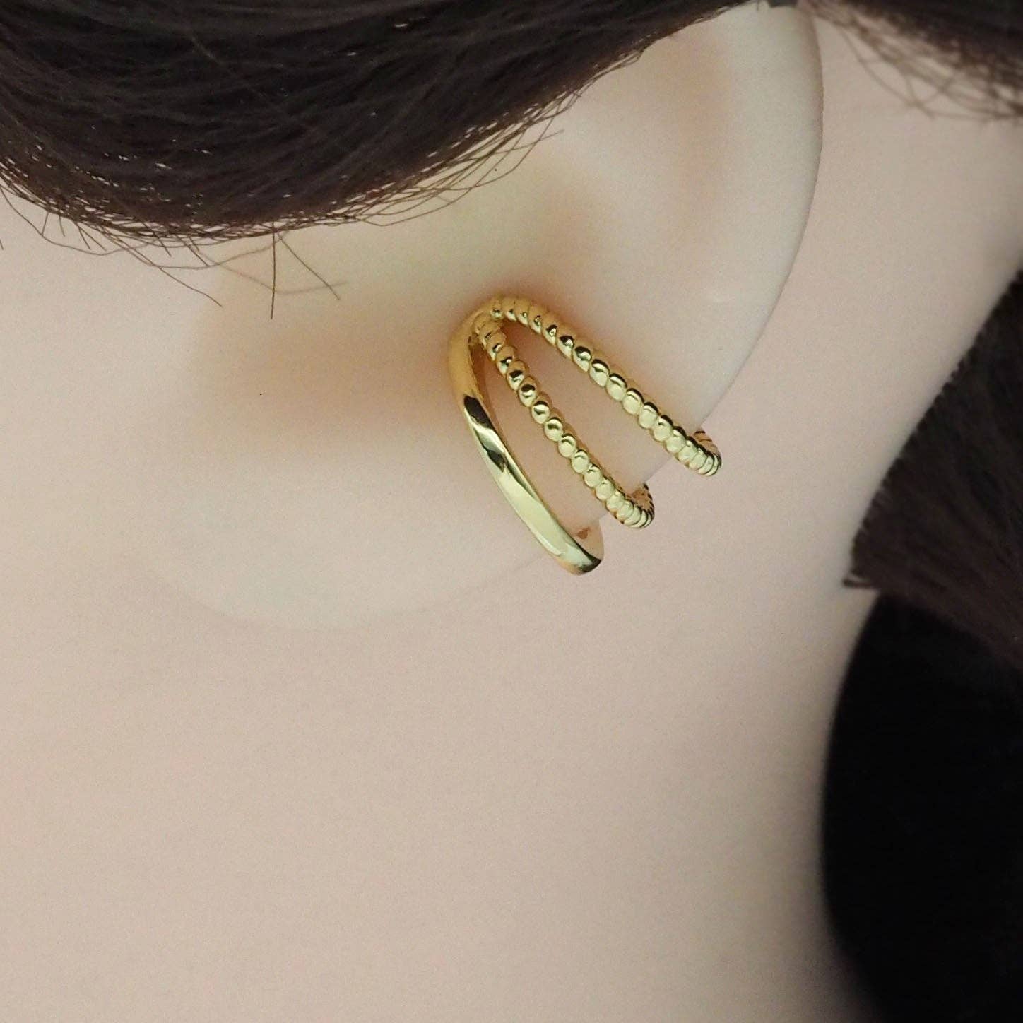 Gold Twisted three lines ear cuff, Sku#Y822