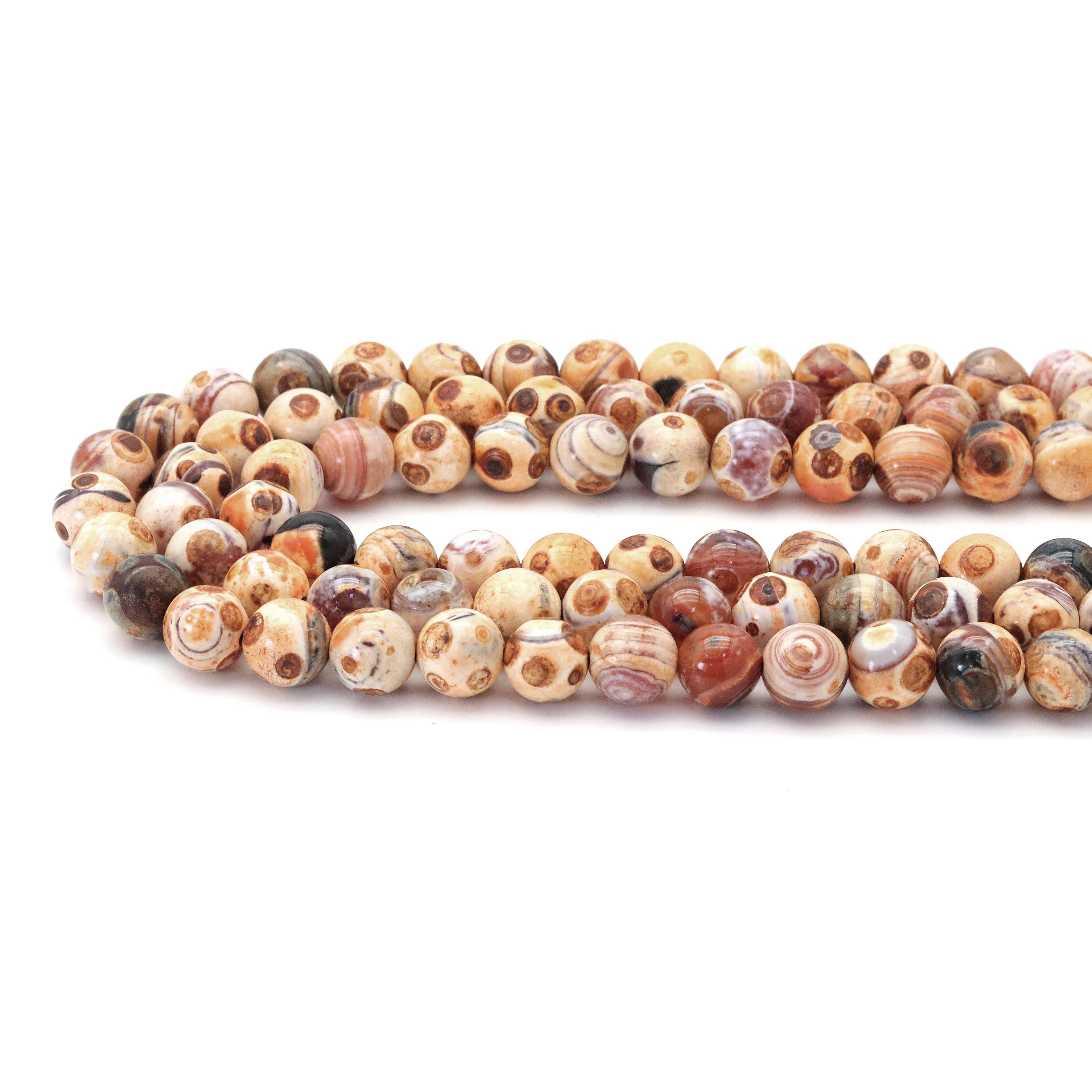 Orange Yellow Agate Round Smooth Beads, Sku#U1800