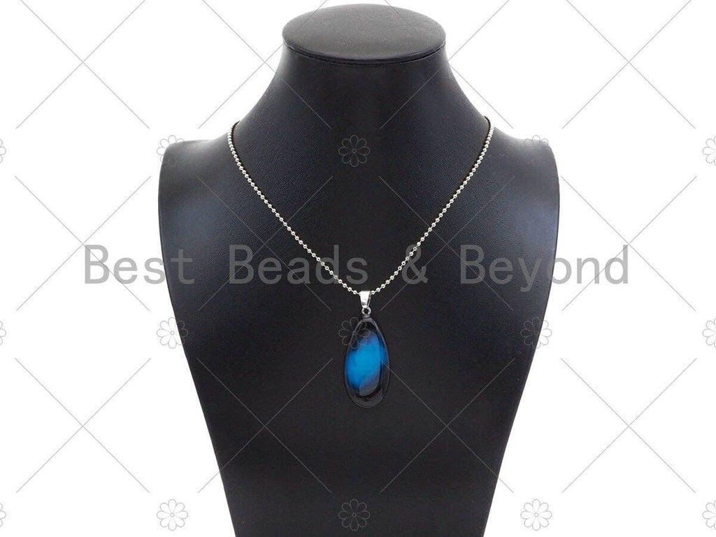 High Quality Natural Druzy Agate Teardrop Shape Pendant, Blue Pink Orange Green Necklace Agate Pendant, 20x40mm,Sku#YK12