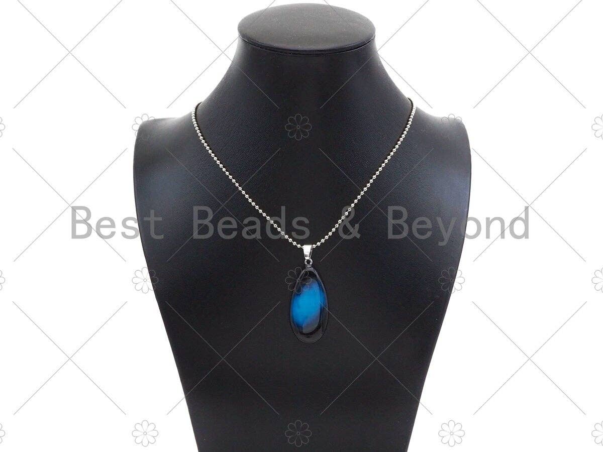 High Quality Natural Druzy Agate Teardrop Shape Pendant, Blue Pink Orange Green Necklace Agate Pendant, 20x40mm,Sku#YK12