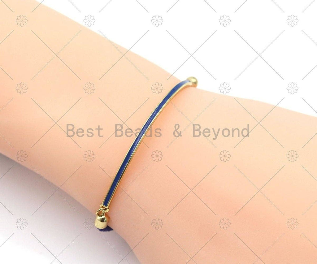 Colorful Enamel Thin Bar Bracelet Connector, 18K Gold Filled Enamel Links, Necklace Bracelet Charm, Sku#LK513