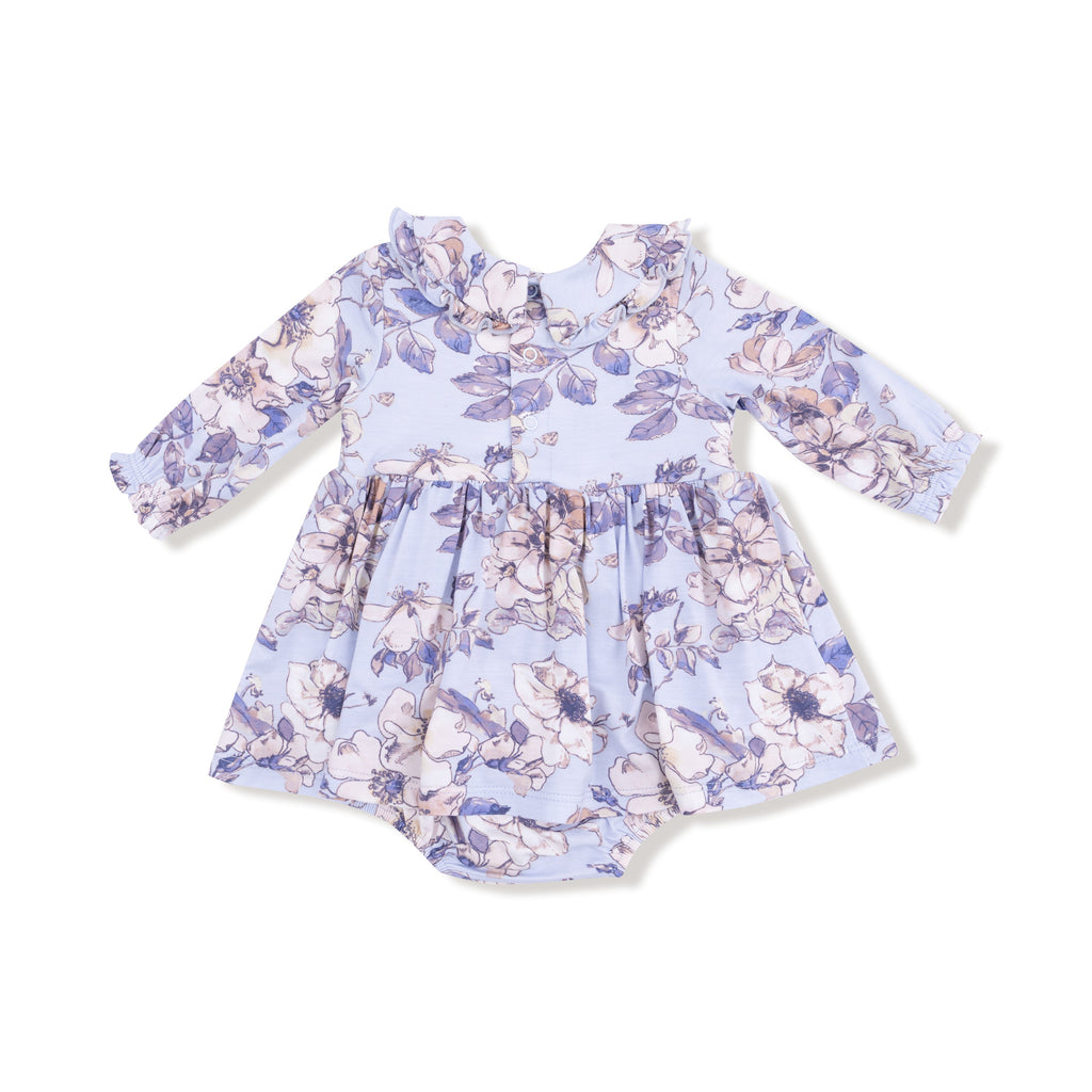 Peri - Long Sleeve Peter Pan Ruffle Collar Bubble with Skirt