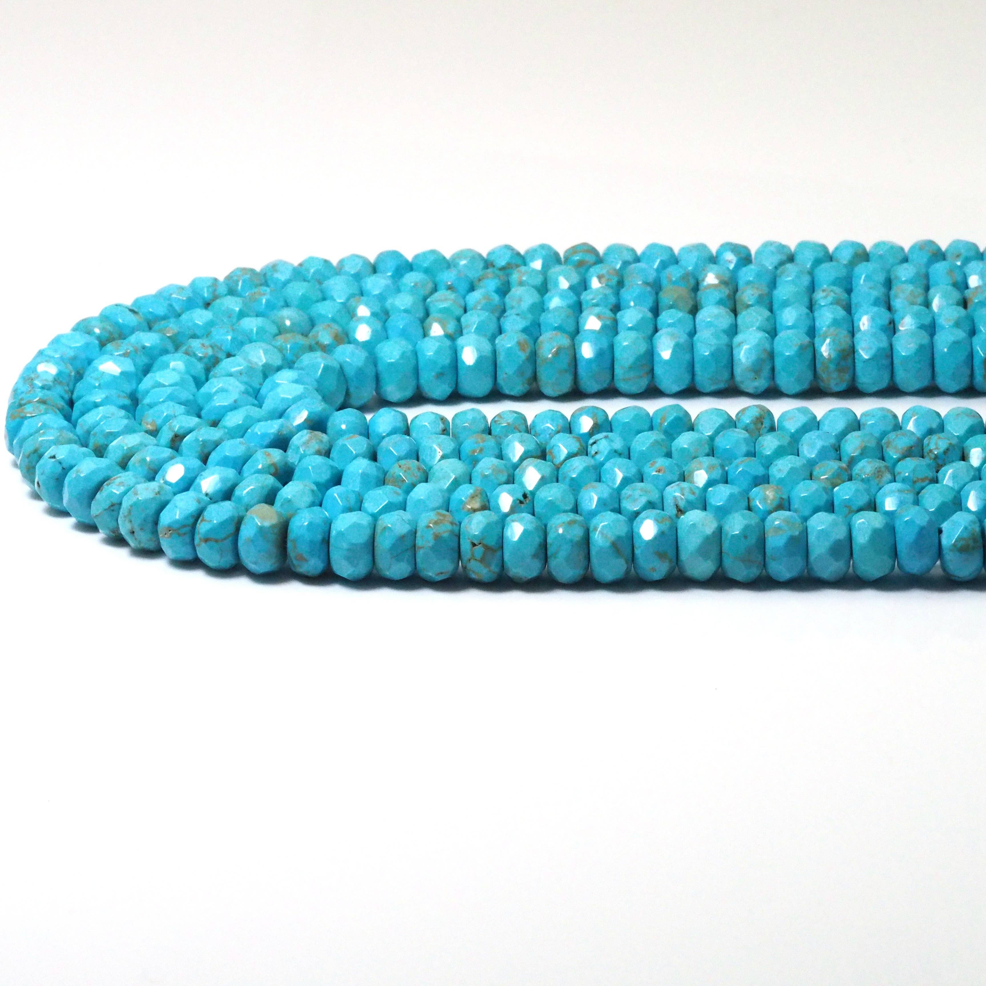 Faceted Rondelle Blue Turquoise Beads, 2x4mm/4x6mm/5x8mm, Sku#U1591