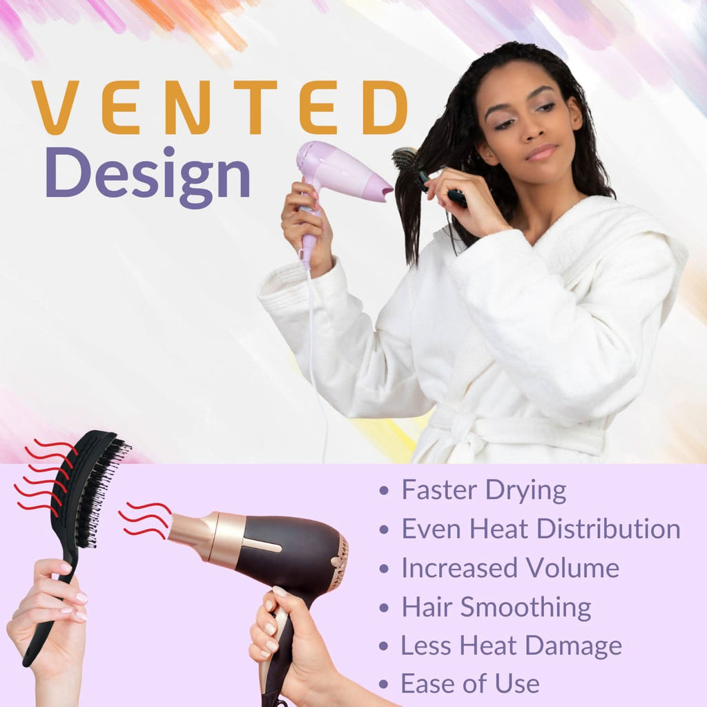 INATEKPRO Curved Vented Boar Bristle Detangler Brush - WHITE | LARGE