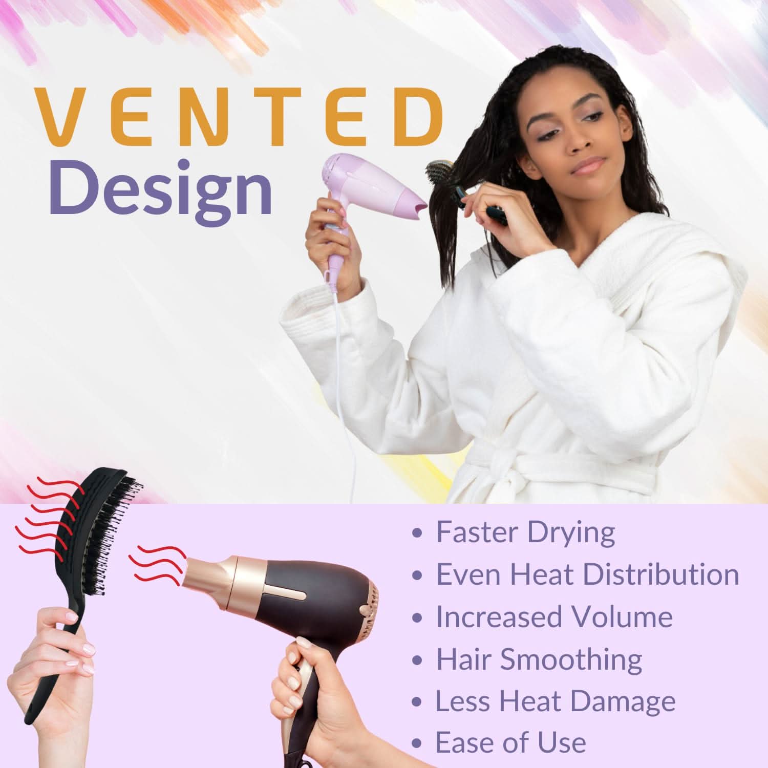 INATEKPRO Curved Vented Boar Bristle Detangler Brush - GREY | LARGE