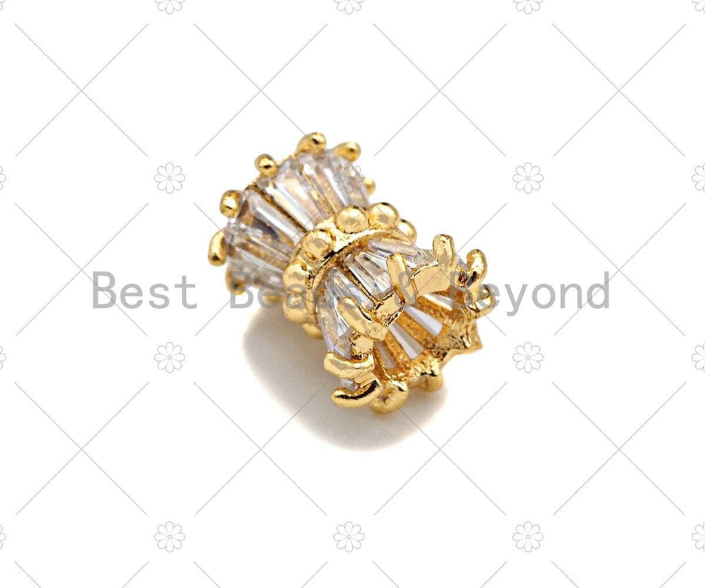 Gold Filled CZ Micro Pave Drum Shape Spacer Beads, 11x9mm, Sku#ZX25