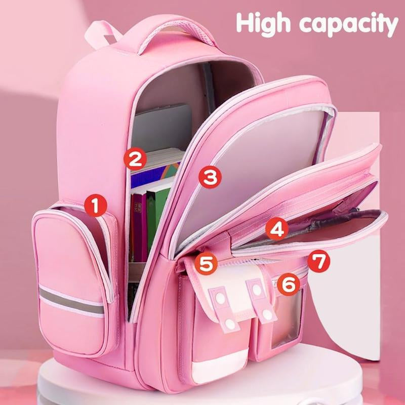 LLL Purple Cute Backpack Large Capacity Lightweight Bookbag Kawaii Casual Outdoor Daypack with Multiple Pockets and Adjustable Straps