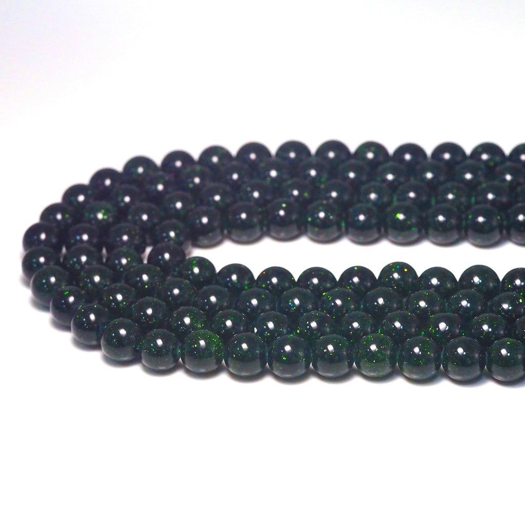 Green Goldstone Round Smooth Beads, Sku#U1764