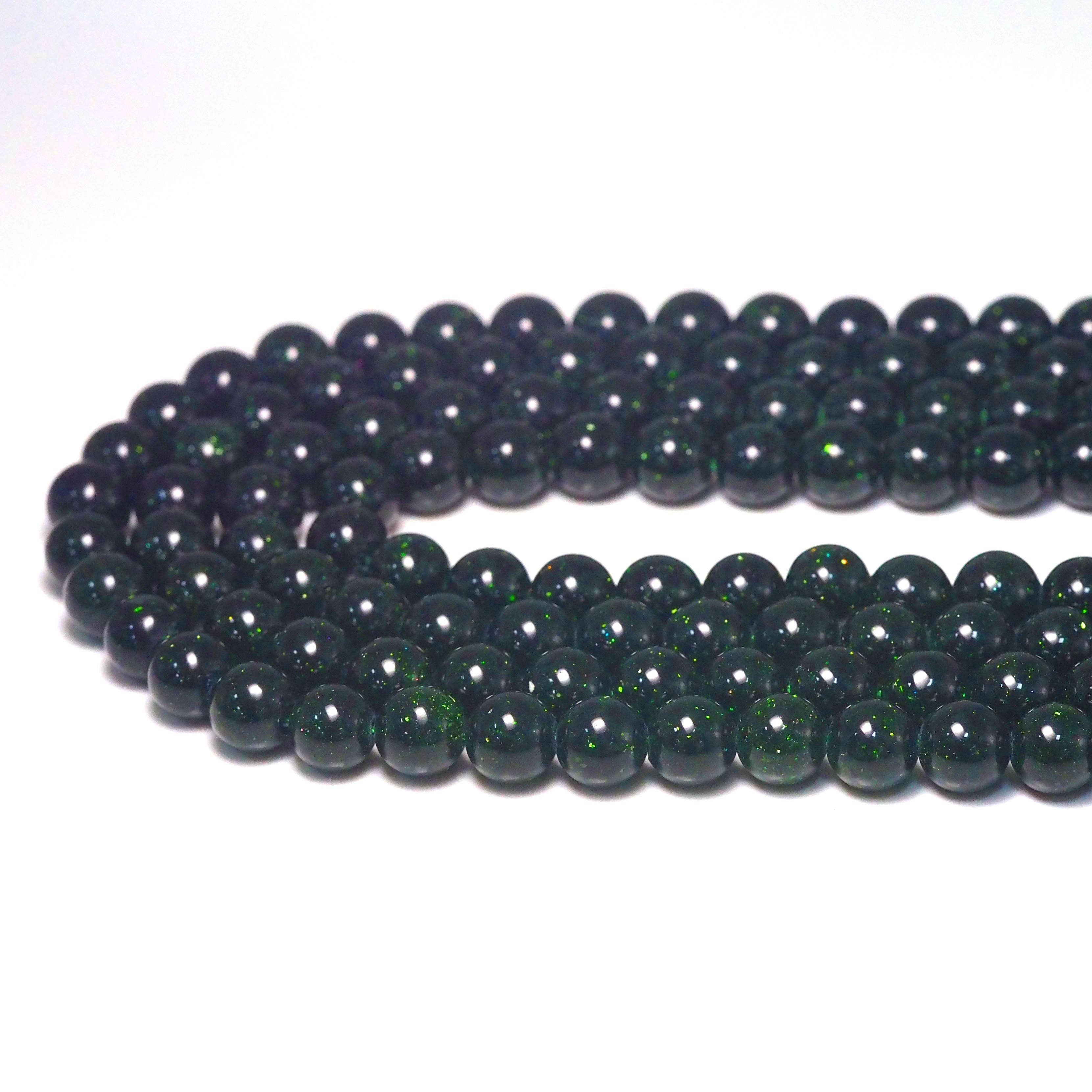 Green Goldstone Round Smooth Beads, Sku#U1764
