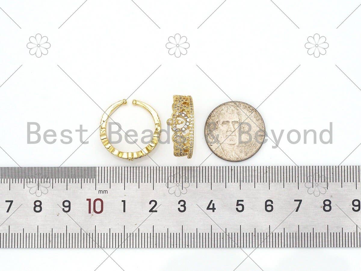 CZ Crown Shape Adjustable Ring, Sku#X237