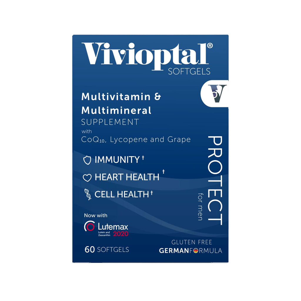 Vivioptal Men, 60 Capsules, CoQ10, Lycopene & Resveratrol, Multivitamin & Multimineral, Gluten Free, German Formula