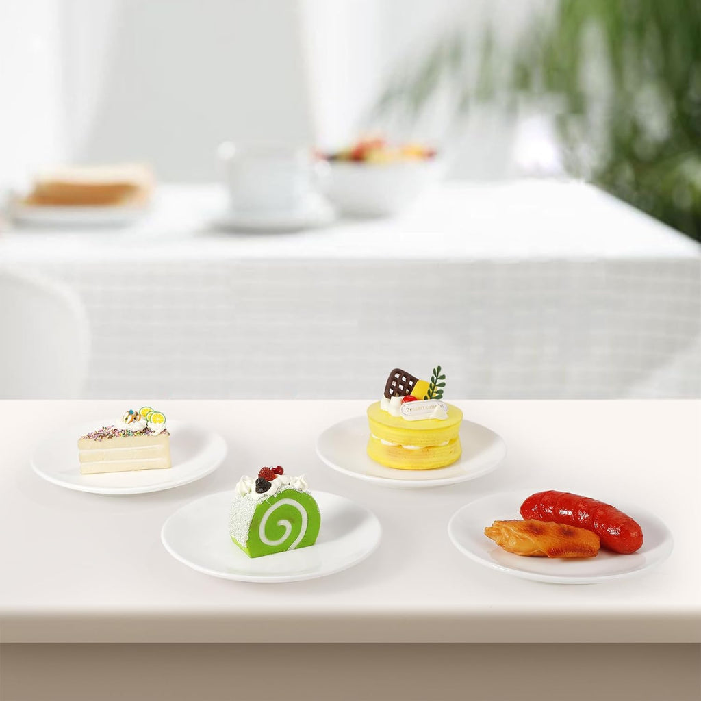 8 assiettes à dessert en porcelaine, 15 cm, assiettes à apéritif blanches, petites assiettes rondes blanches, petites assiettes pour apéritifs, assiettes à dessert en céramique pour gâteaux et collations, passent au micro-ondes et au lave-vaisselle