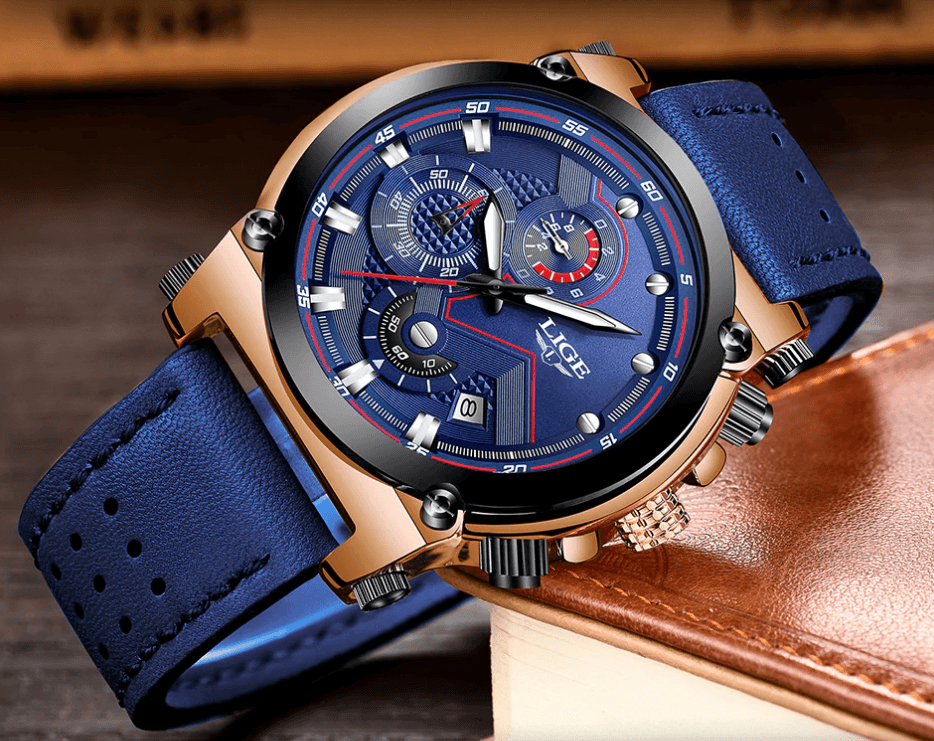 Montre Moderne Étanche pour Homme avec Bracelets en Cuir, Boîtier en Acier Inoxydable, Excellent Look, Cadeau Parfait