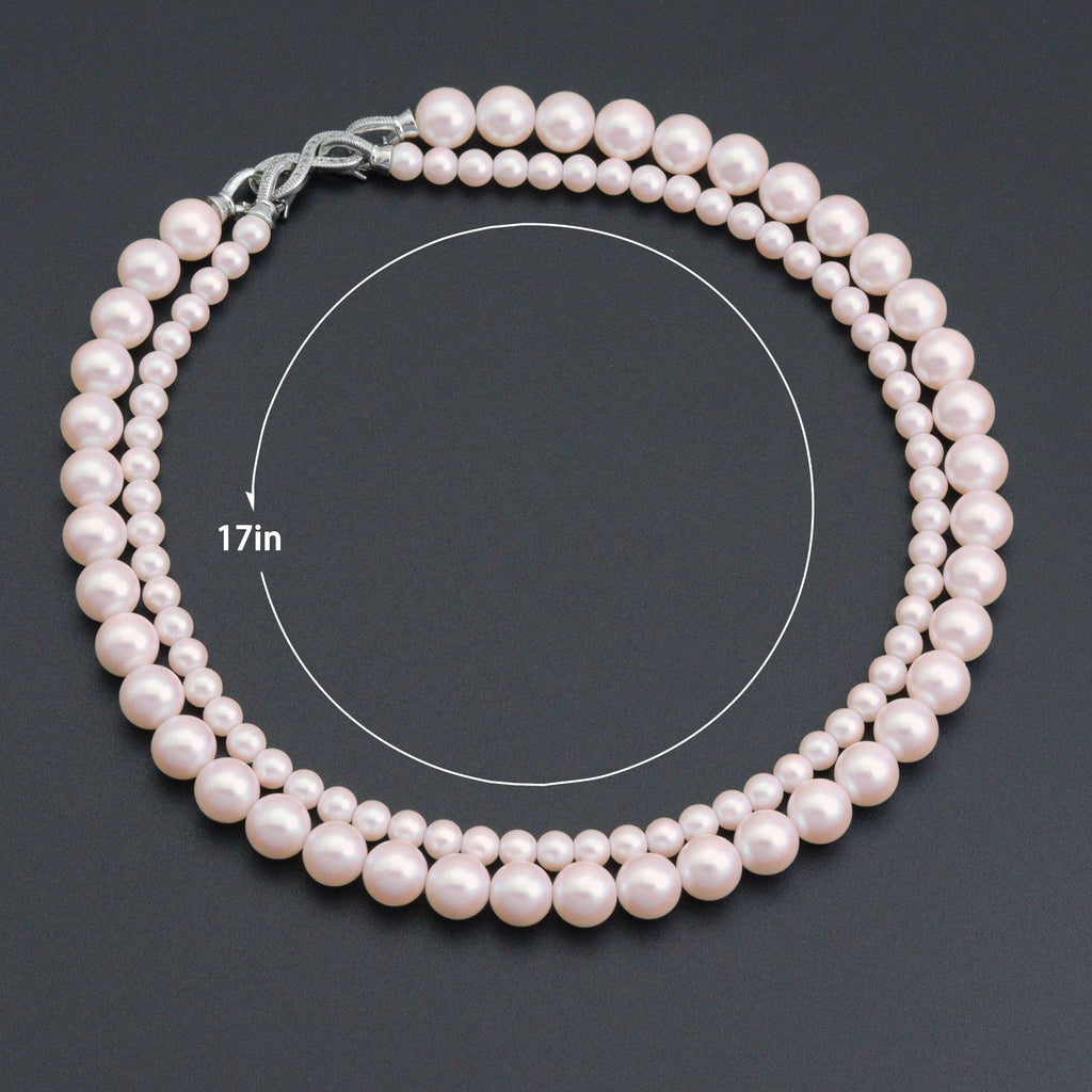 Double Line Pearl  Necklace,Sku#EF696