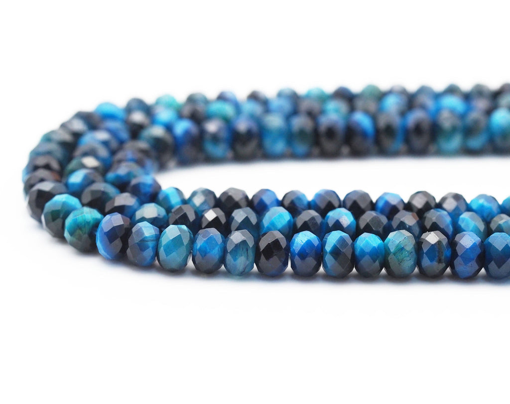 Natural Quality Blue Tiger Eye Rondelle Faceted, Sku#UA295
