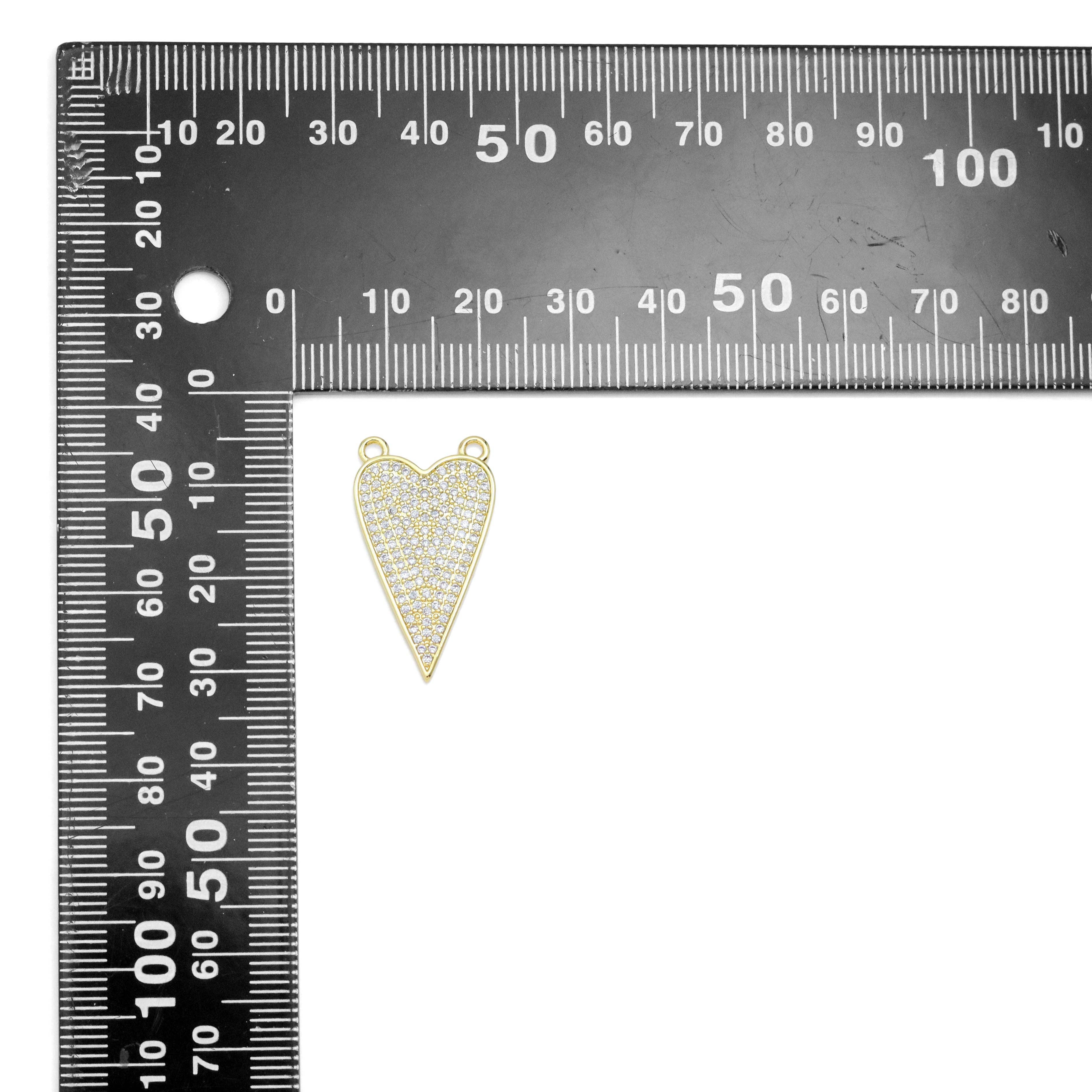CZ Pave Point Heart Shape Connector Charm Pendant, Sku#LK959