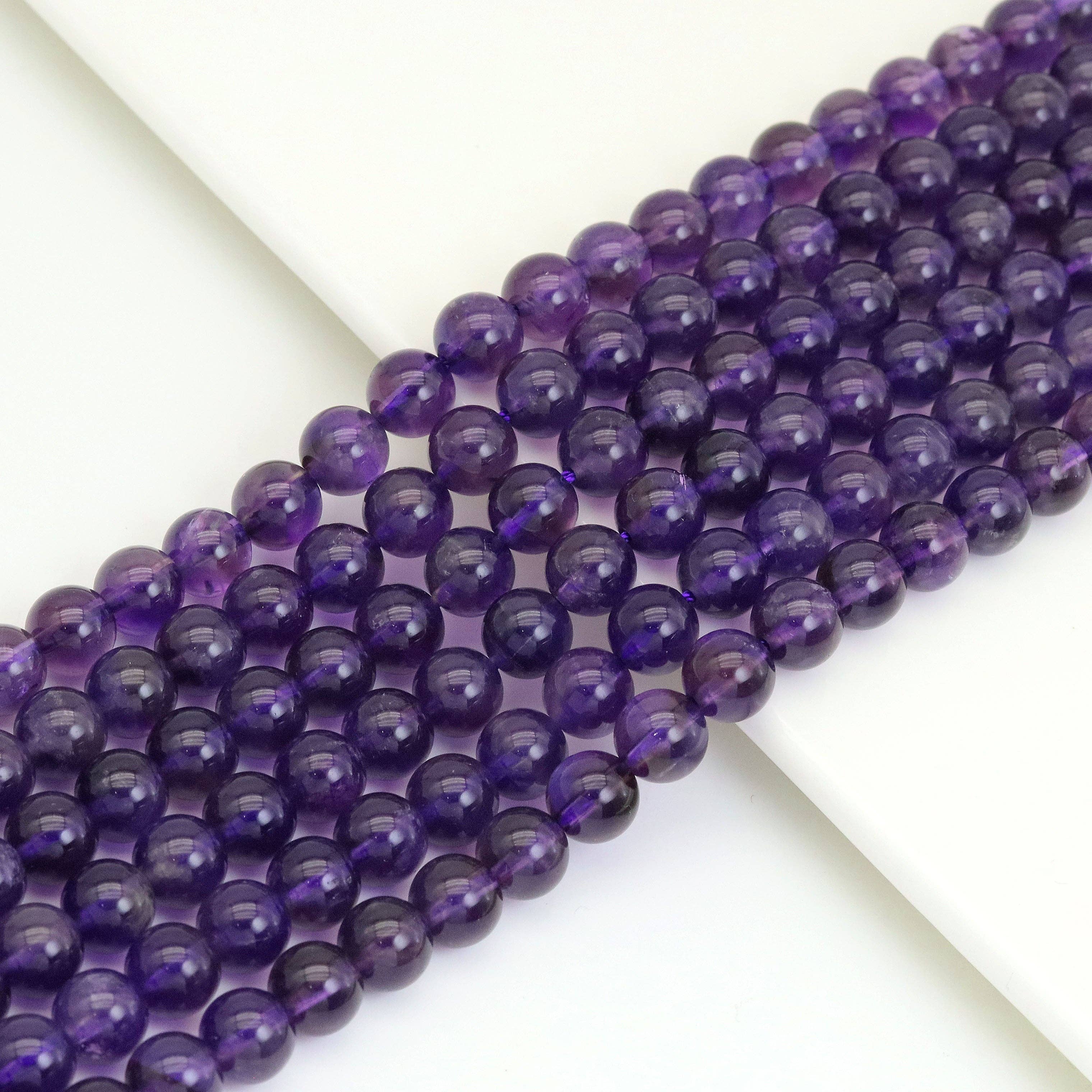 High Quality Amethyst Round Smooth Beads, Sku#U1924