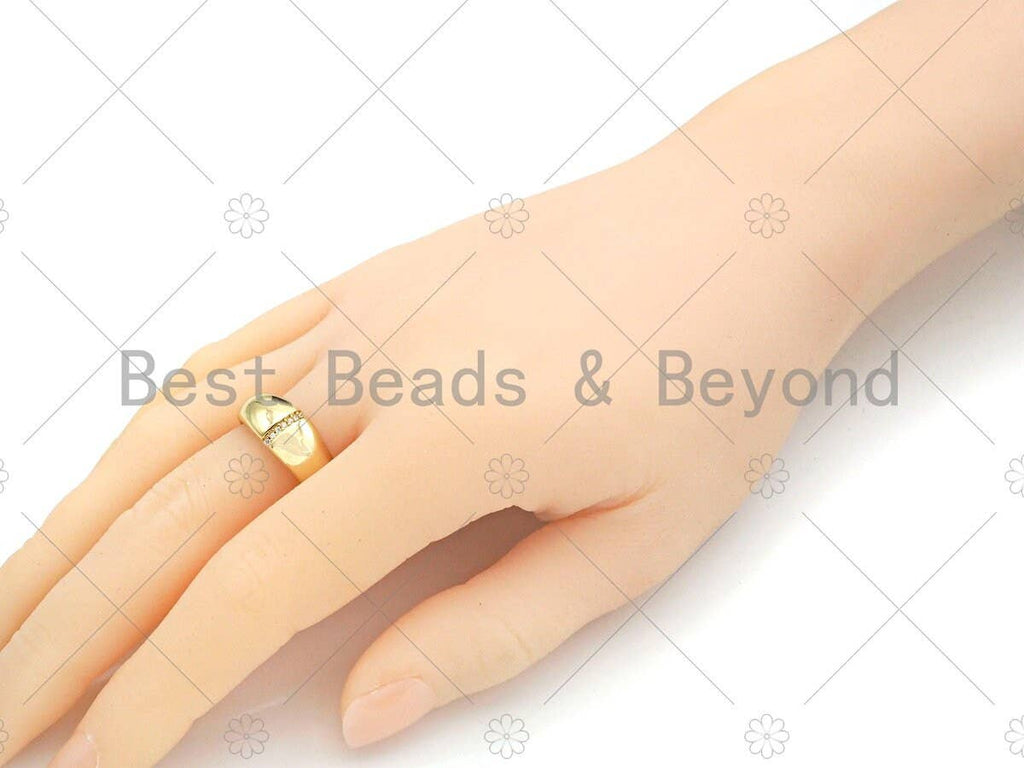 18K Gold Thick Band Adjustable Ring, Open Ring, CZ Pave Ring, Stacking Ring, Statment Ring, Pave Gold Ring,sku#X182