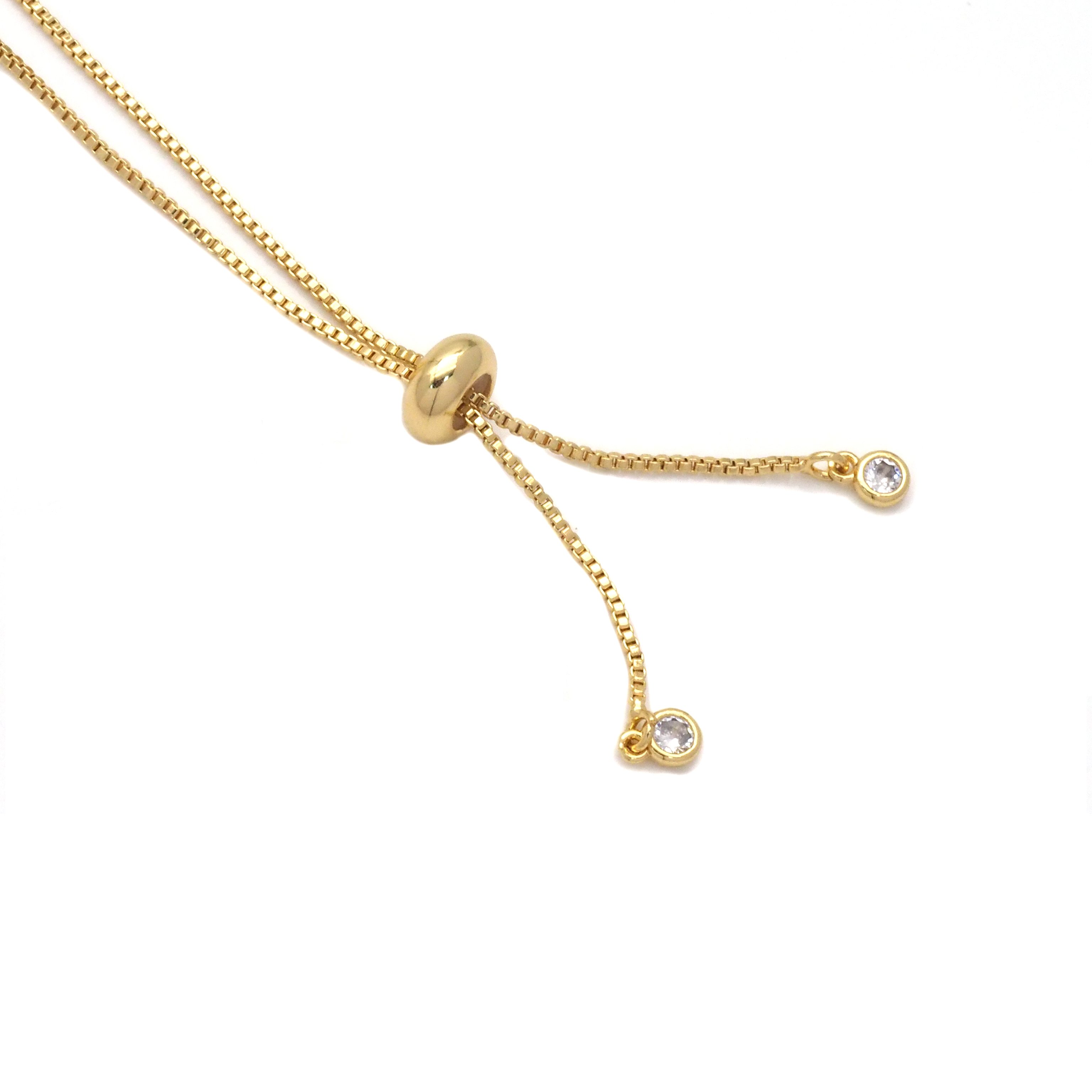 Baguette CZ Gold Link Chain Adjustable Necklace,sku#LD391