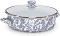 Golden Rabbit Non-Stick Enamelware 3 qt Saute Pan with Lid - Grey Swirl