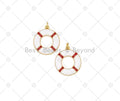 Pendentif bouée de sauvetage émail blanc rouge, breloque bouée de sauvetage remplie d'or 18 carats, pendentif breloque bracelet collier, 23x20mm, SKU#LK473