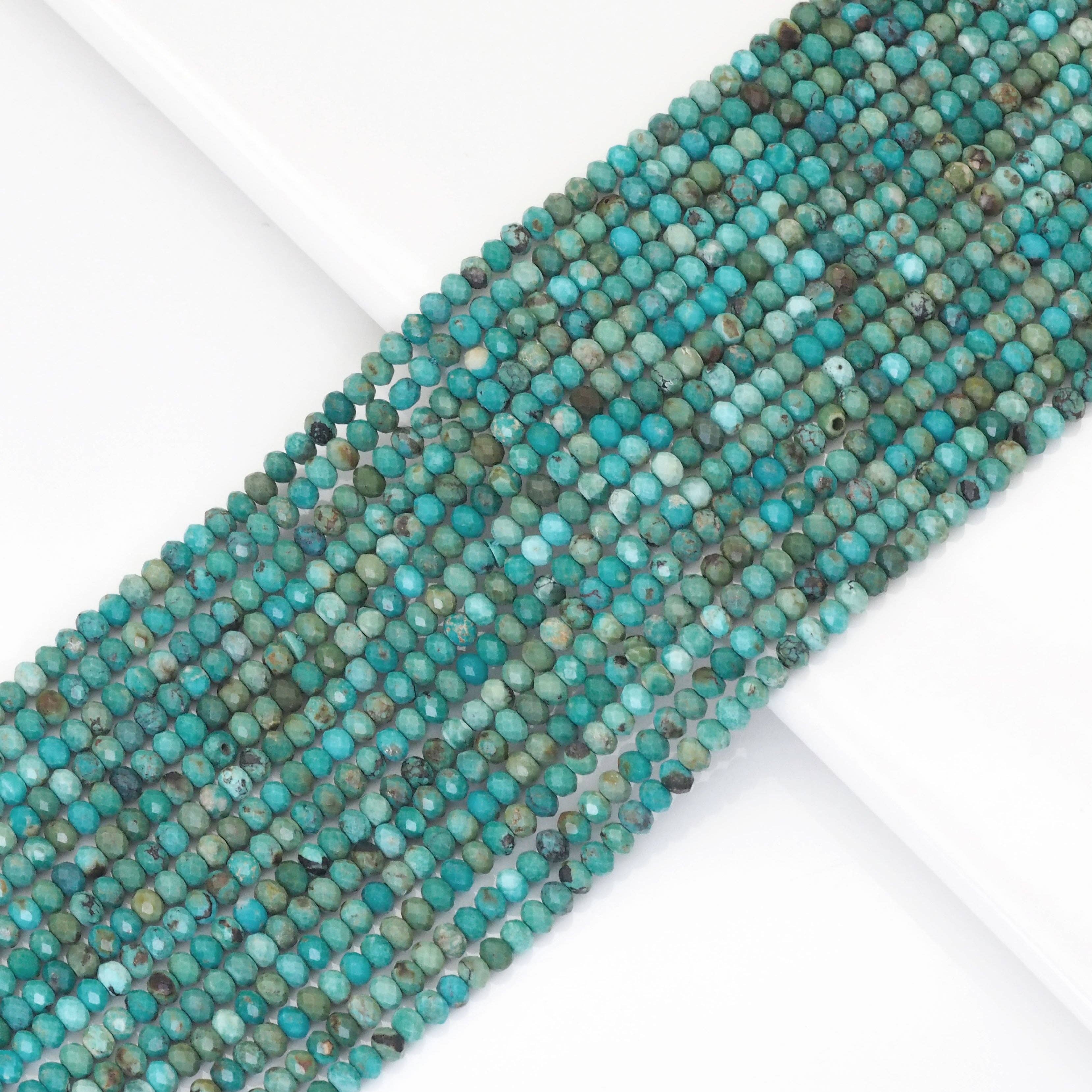 3x4mm Genuine Chinese Turquoise Faceted Rondelle Beads, Sku#