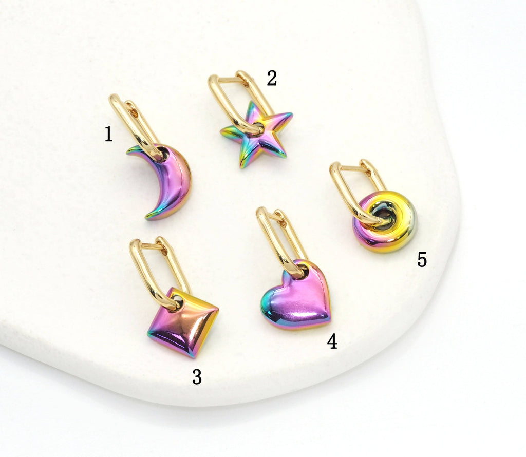 Rainbow Star Heart Rhombus Donut Shape earrings, sku#LX160