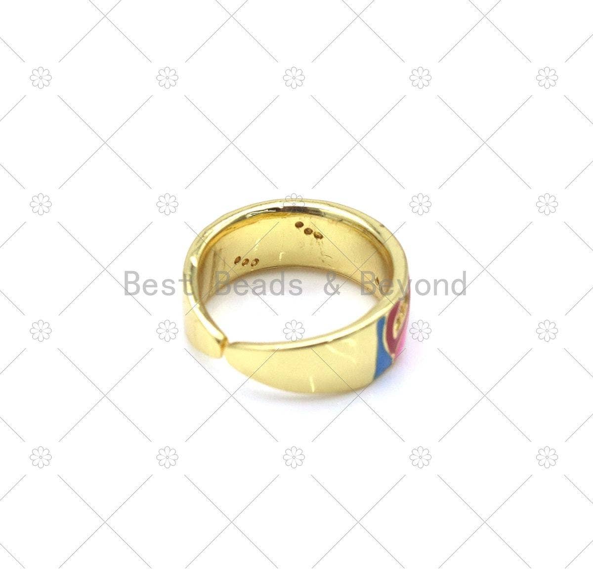 CZ Leaf on Enamel Band Shape Adjustable Ring, Sku#JL62