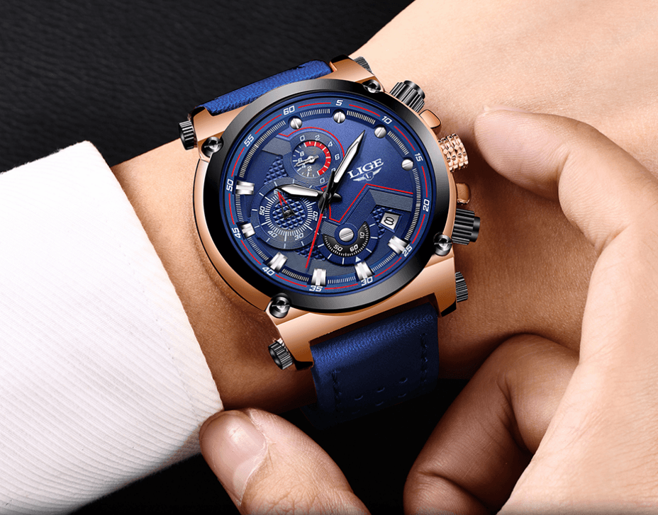 Montre Moderne Étanche pour Homme avec Bracelets en Cuir, Boîtier en Acier Inoxydable, Excellent Look, Cadeau Parfait