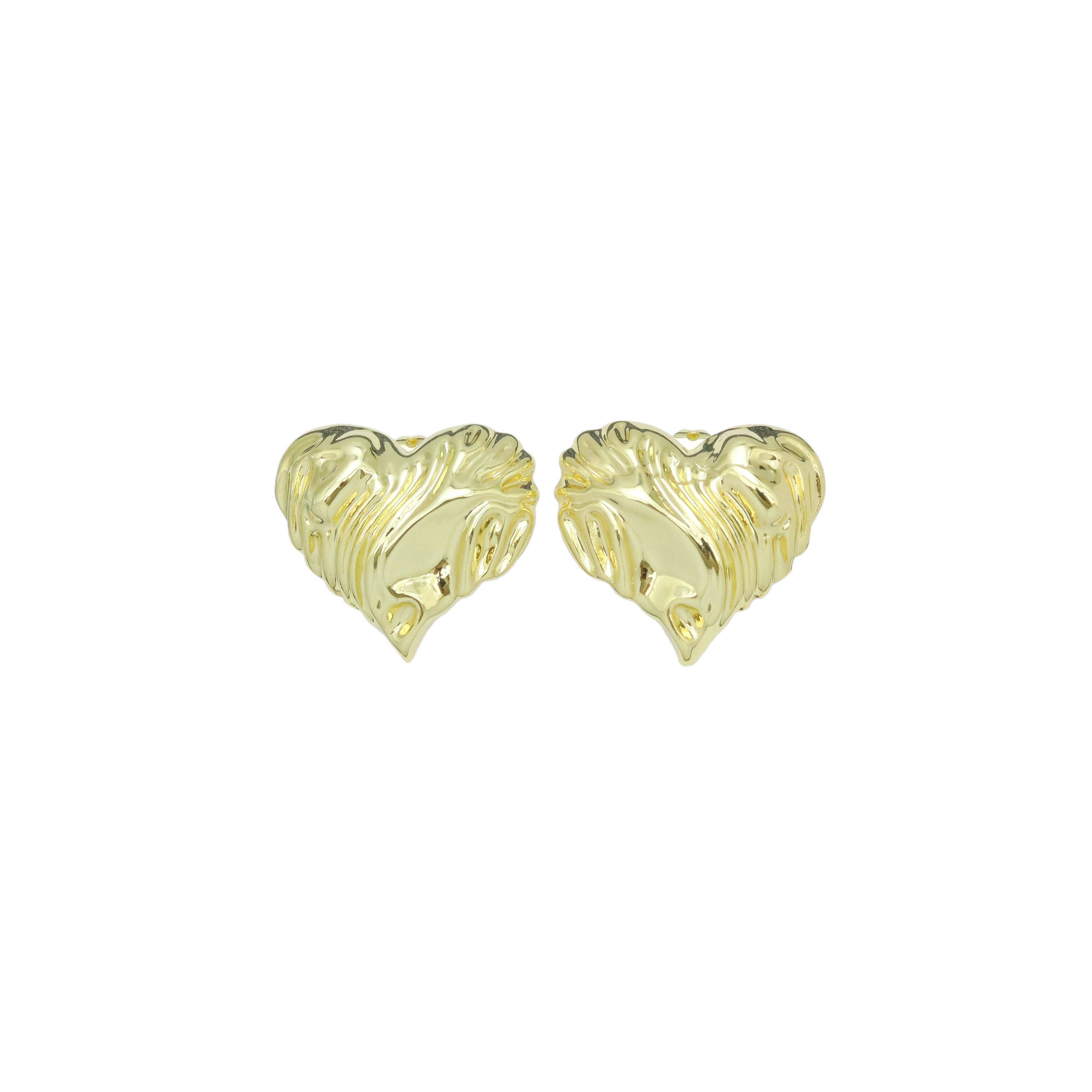 Vintage Gold Heart Stud Earrings, Sku#LD626