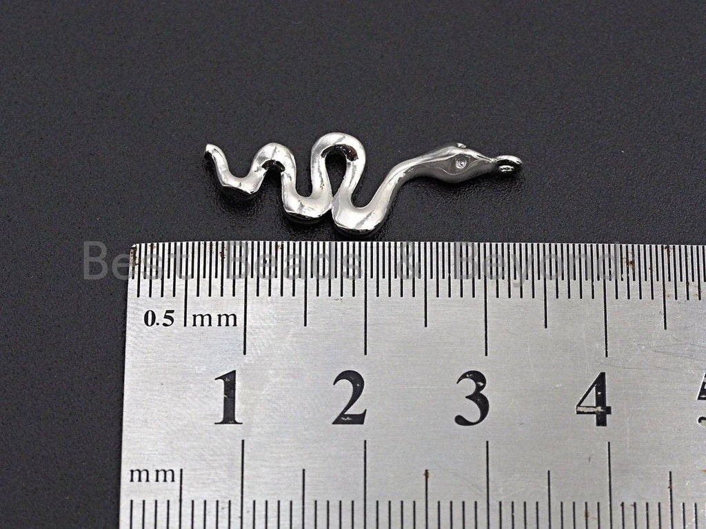 Slippy Snake Shape Pendant/Charm, Snake Cubic Zirconia Pendant, Silver/Gold/Black/Rose Gold Tone,9x27mm,Sku#Z503