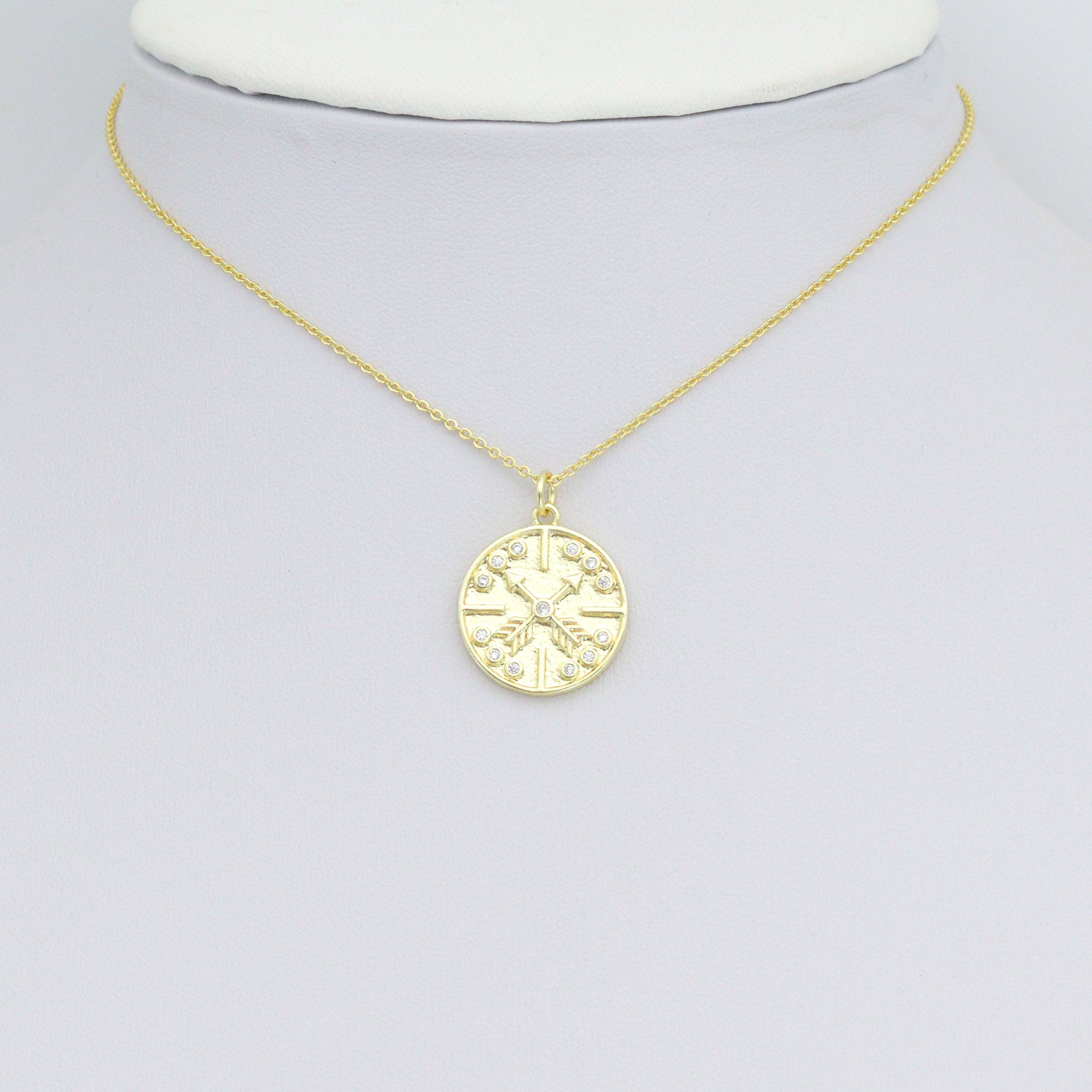 Gold Silver Arrows On Round Coin Charm Pendant, Sku#L724