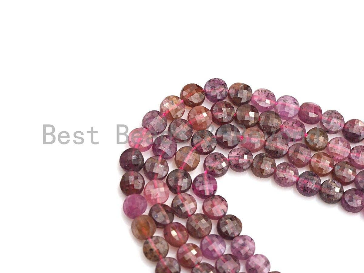 High Quality Natural Ruby Checkerboard Cut Coin Shape beads, 4mm Turtle Shell Cut Ruby Beads, 16" Full strand, sku#U795