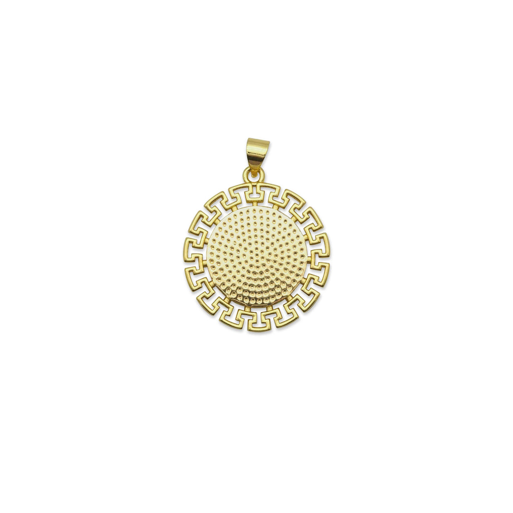 Gold Round Mop Pearl Religous Charm, Sku#LX240