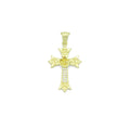 CZ Gold Flower On Cross Charm Pendant, Sku#LK1195