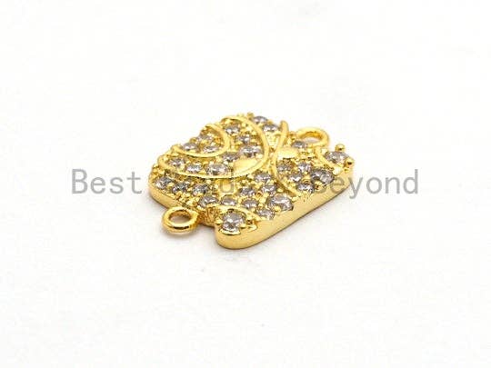 CZ Clear Micro Pave BULLDOG Head Connector, CZ on Gold/Silver/Rose Gold/Gunmetal Bracelet Necklace Puppy Charm, Dog Charm, 14x10mm, sku#Y173