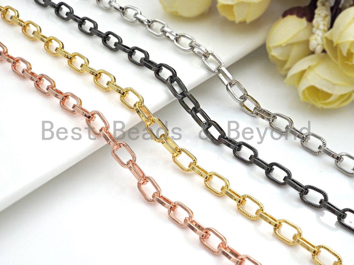 6x9mm Textured Paper Clip Chain by Yard, E512