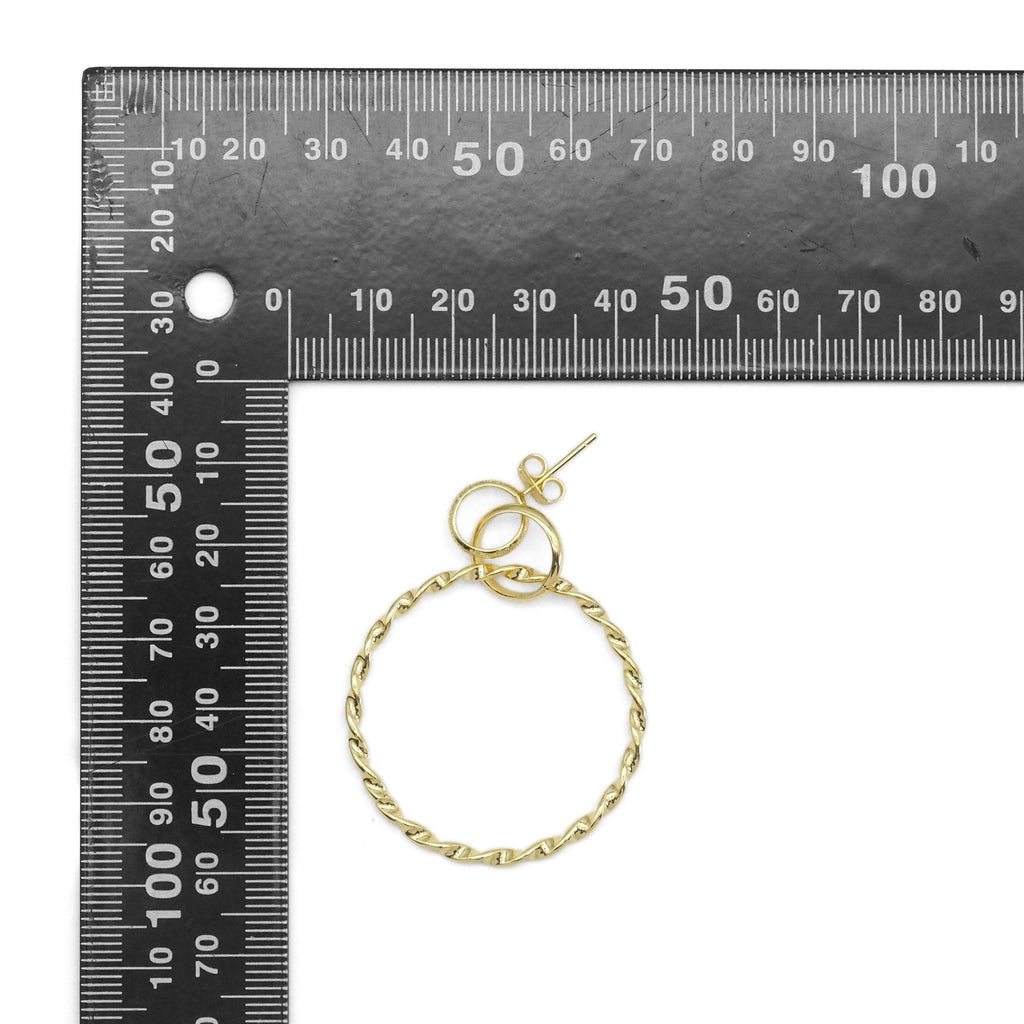 CZ Gold Triple Round Hoop Dangle Earrings, Sku#ZX141