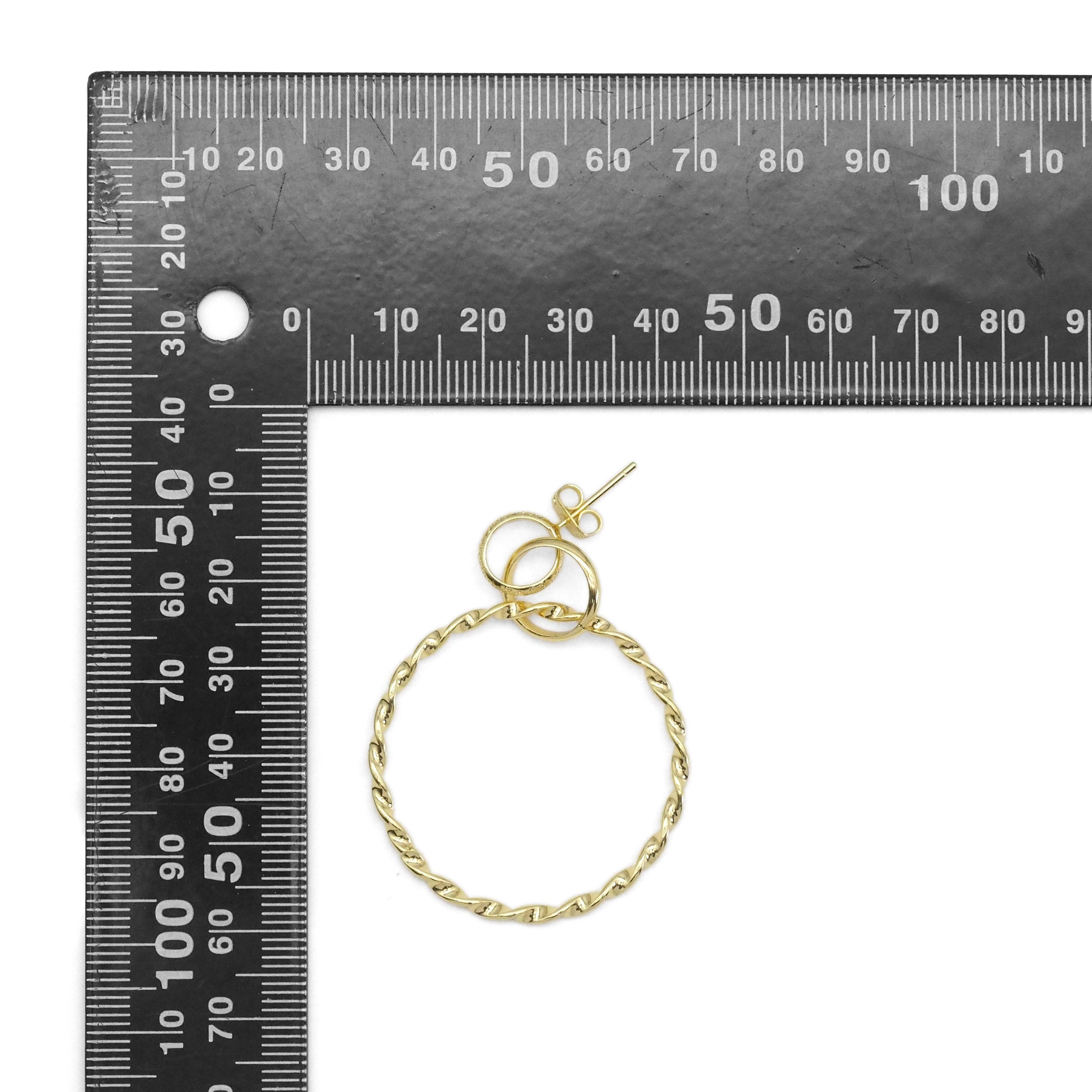 CZ Gold Triple Round Hoop Dangle Earrings, Sku#ZX141