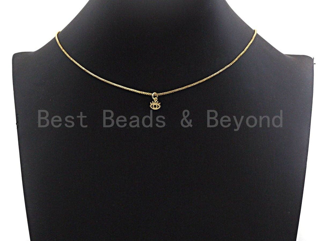 Hollow Out Evil Eye Long eyelash Shape Pendant/Charm, Evil Eye Cubic Zirconia Pendant,24K Gold Tone,7x8mm,Sku#Z591